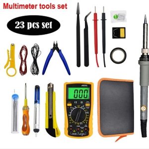 23 piece Electronic Repair Tool Set with A830L Digital Multimeter and soldering gun