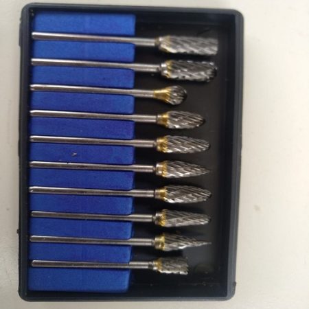 Carbide Rotary Bur Set with 3mm Shank Diameter - 10Pieces, Double Cut