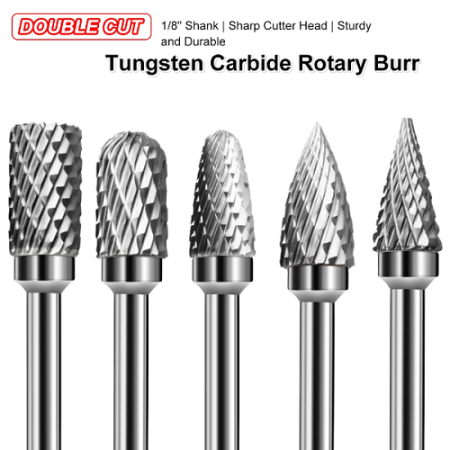 Carbide Rotary Bur Set with 3mm Shank Diameter - 10Pieces, Double Cut