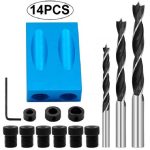 14Piece Pocket Hole Jig Kit with 6, 8, 10mm Drill Bit Adapters
