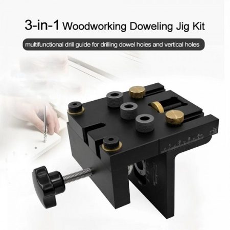3-in-1 Woodworking Doweling Jig Kit - multifunctional drill guide for drilling dowel holes and vertical holes