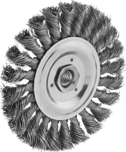 Wheel Wire Brush for Aggressive Cleaning - Twisted Steel Bristles, Arbor-Mount