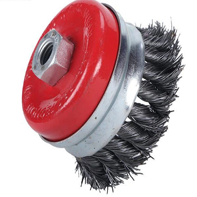 Wire Cup Brush for Flat Surfaces - Twisted Steel Bristles, Arbor-Mount