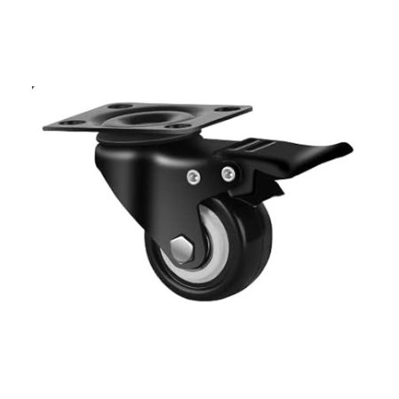 Black Caster with 1.5inch Polyurethane Wheel, Swivel Plate and Lock