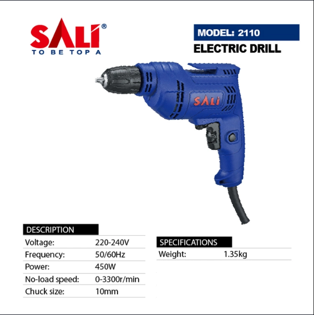 Sali 2110 Electric Drill - 450W, 10mm, pistol-grip