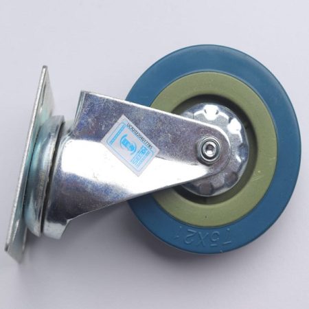 3inch Blue Caster with Rubber Wheel, Swivel Plate and Locking Brake