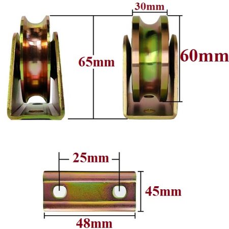 60mm Sliding Gate Caster with U-Groove Metal Wheel