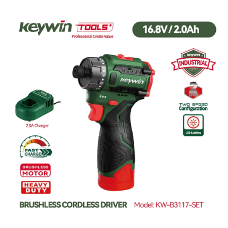 10mm 16.8V Electric Cordless Screw Driver with one 2Ah battery pack and charger- Keywin KW-B3117