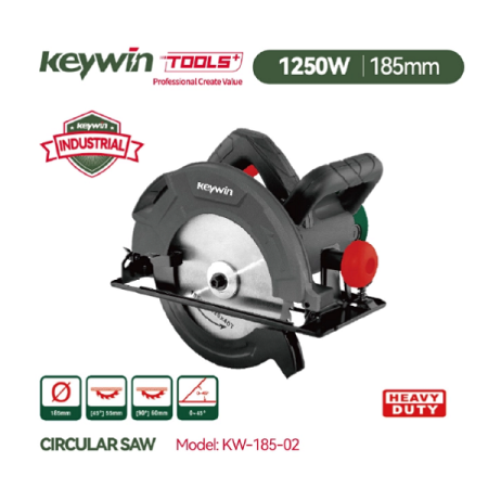 7inch Circular Saw for wood- 1250W, 185mm - Keywin KW-185-02