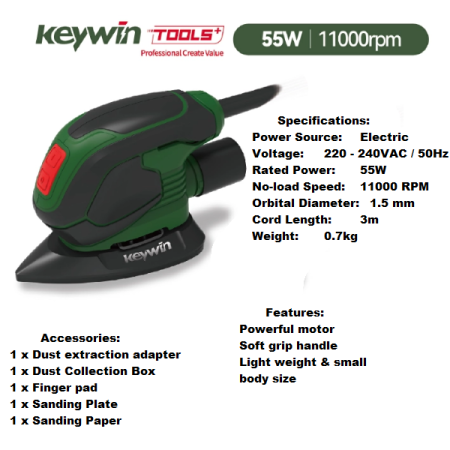 Electric Orbital Sander - 55W - Keywin KW-WX647