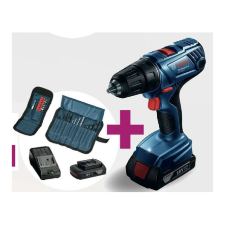 18V Cordless Impact Drill/Driver with carrying case, two 2Ah Li-ion battery and charger- Bosch GSB 180-LI