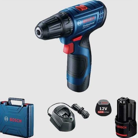 10mm Professional Cordless Drill/Driver in carrying case with 2 x 2.0 Ah Li-ion battery, Charger - Bosch GSR 120-LI