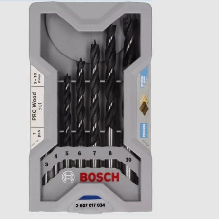 7 Pcs Brad Point Drill Bit Set For rotary Drills/Drivers - 3mm, 4mm, 5mm, 6mm, 7mm, 8mm, 10mm - Bosch PRO Wood