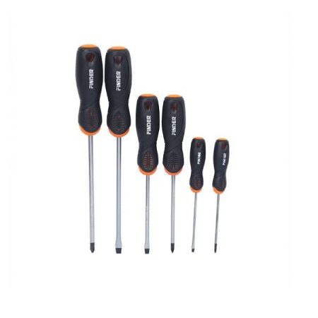 6PCS Screwdriver Set - SL3x75mm, SL5x100mm, SL6x150mm, PH0x75mm, PH1x100mm, PH2x150mm - Finder 193031