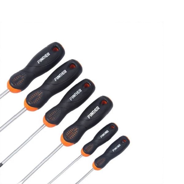 6PCS Screwdriver Set - SL3x75mm, SL5x100mm, SL6x150mm, PH0x75mm, PH1x100mm, PH2x150mm - Finder 193031