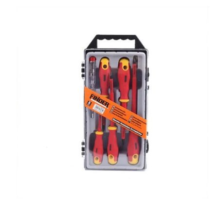 6PCS VDE Screwdriver Set - SL3x75, SL6x125, SL8x150, PH1x75, PH2x100 - Finder 193085