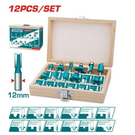 12mm Shank Router Bits Set -12 Pcs- TOTAL TACSR2121