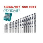 19 Pcs HSS Twist Drill Bits Set - TOTAL TACSD0195