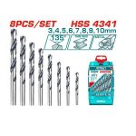 8 Pcs HSS Twist Drill Bits Set - TOTAL TACSD0085