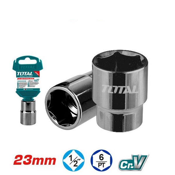 23mm Hexagonal Socket - ½ inch Square Drive, 6Point - TOTAL THTST12231