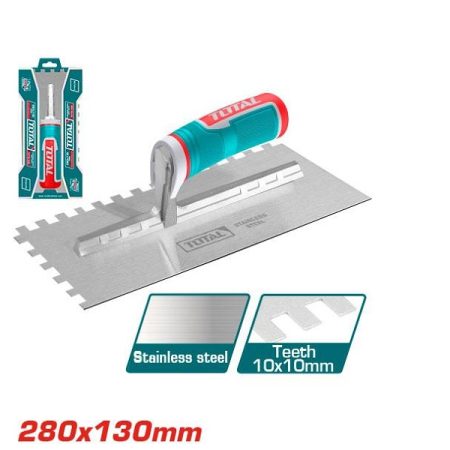 280x130mm Plastering Trowel with Teeth and Plastic Handle - TOTAL THTT81286