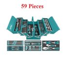 59Pcs Tools Set with Sockets, Ratchets, Spanners, Pliers, Hex keys, Screwdrivers - TOTAL THTCS12591