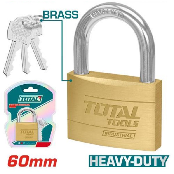 60mm Heavy Duty Brass Padlock - TOTAL TLK32602