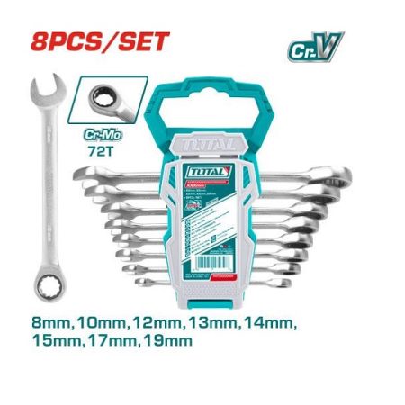 8Pcs Ratchet Spanner Set (8-19mm) - TOTAL THT102RK086