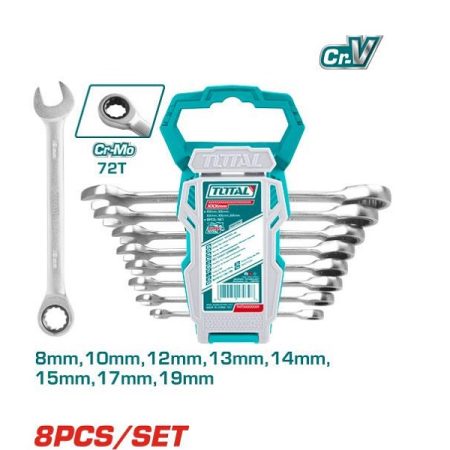 8Pcs Ratchet Spanner Set (8-19mm) - TOTAL THT102RK086