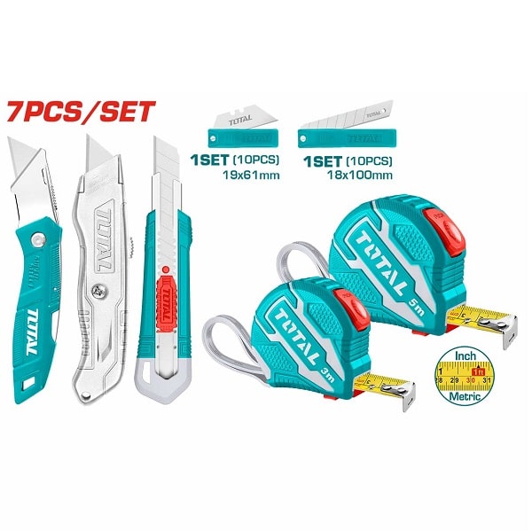 Measuring Tape & Utility Knife Set - TOTAL TOS23034