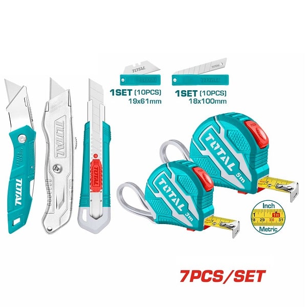 Measuring Tape & Utility Knife Set - TOTAL TOS23034