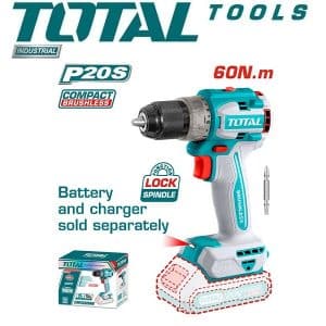 13mm Lithium-Ion Compact Brushless Drill without Carrying Case, Battery & Charger - Total TDLI206021