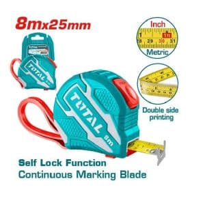8mx25mm Steel Measuring Tape - TOTAL TMT126281