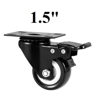 1.5inch Black Swivel Caster with Polyurethane Wheel and Locking Brake