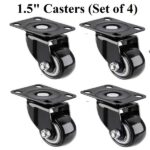 1.5inch Black Swivel Casters with Polyurethane Wheel and without Lock (Set of 4Pieces)