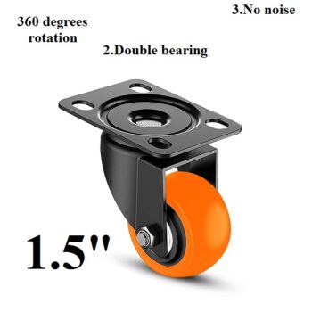 1.5inch Orange Swivel Caster with Polyurethane Wheel & without Lock
