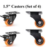 1.5inch Orange Swivel Casters with Polyurethane Wheel and Lock (Set of 4Pieces)