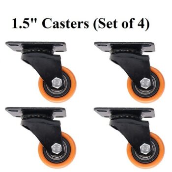 1.5inch Orange Swivel Casters with Polyurethane Wheel and without Lock (Set of 4Pieces)