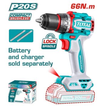 13mm Compact Brushless Cordless Drill with Battery & Charger sold separately - TOTAL TDLI206681