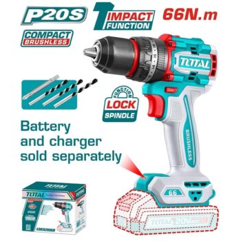 13mm Compact Brushless Cordless Impact Drill without Battery & Charger - Total TIDLI206681