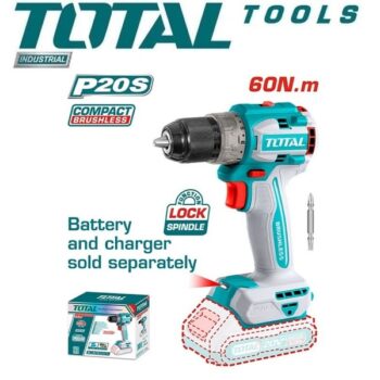 13mm Lithium-Ion Compact Brushless Drill without Carrying Case, Battery & Charger - Total TDLI205581