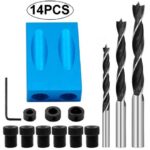 14Piece Pocket Hole Jig Kit with 6, 8, 10mm Drill Bit Adapters