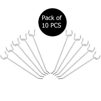 150mm Pegboard Display Hooks 6 inch Length 6mm Diameter Single Prong Chrome Hooks Set of 10Pcs - Centraman CHP-1506
