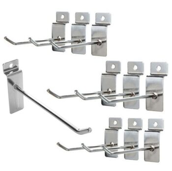 150mm Slatwall Display Hooks 6 inch Length 6mm Diameter Single Prong Chrome Hooks Set of 10Pcs - Centraman CHS-1506