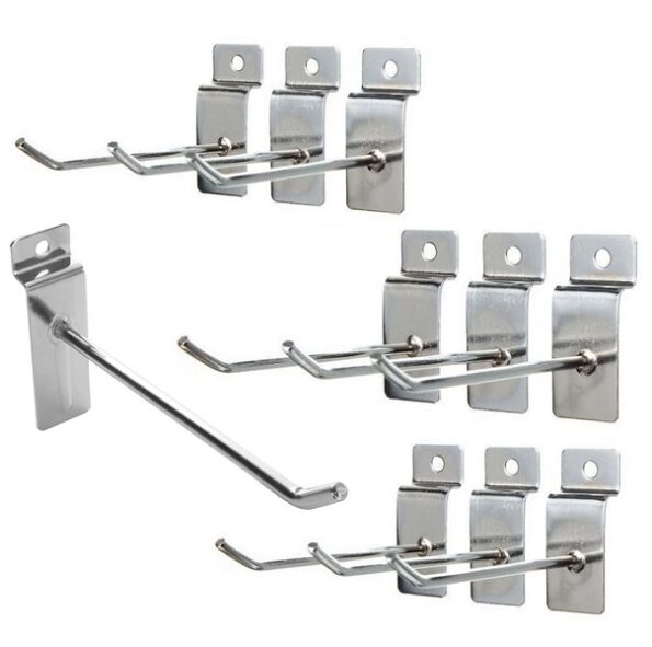 150mm Slatwall Display Hooks 6 inch Length 6mm Diameter Single Prong Chrome Hooks Set of 10Pcs - Centraman CHS-1506