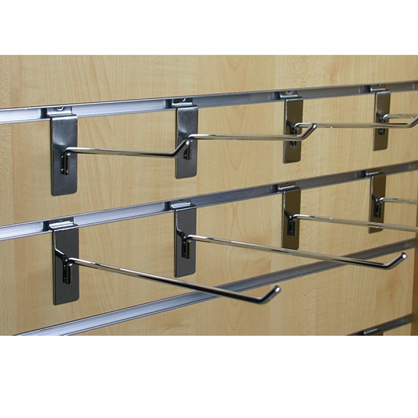 150mm Slatwall Display Hooks 6 inch Length 6mm Diameter Single Prong Chrome Hooks Set of 10Pcs - Centraman CHS-1506