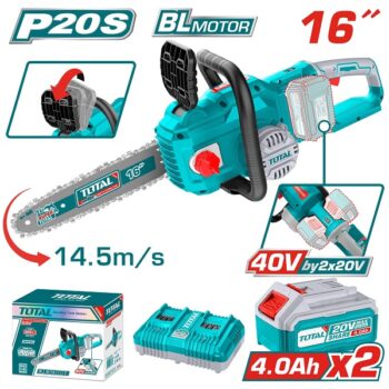 16inch Cordless Chain Saw with 4.0Ah Battery and Charger - TOTAL TGSLI401682