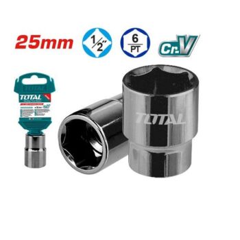 25mm Hexagonal Socket - ½ inch Square Drive, 6Point - TOTAL THTST12251
