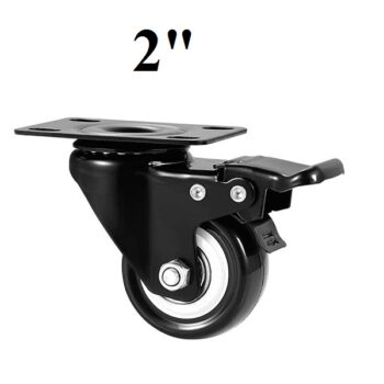 2inch Black Swivel Caster with Polyurethane Wheel and Locking Brake