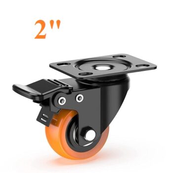 2inch Orange Swivel Caster with Polyurethane Wheel and Locking Brake